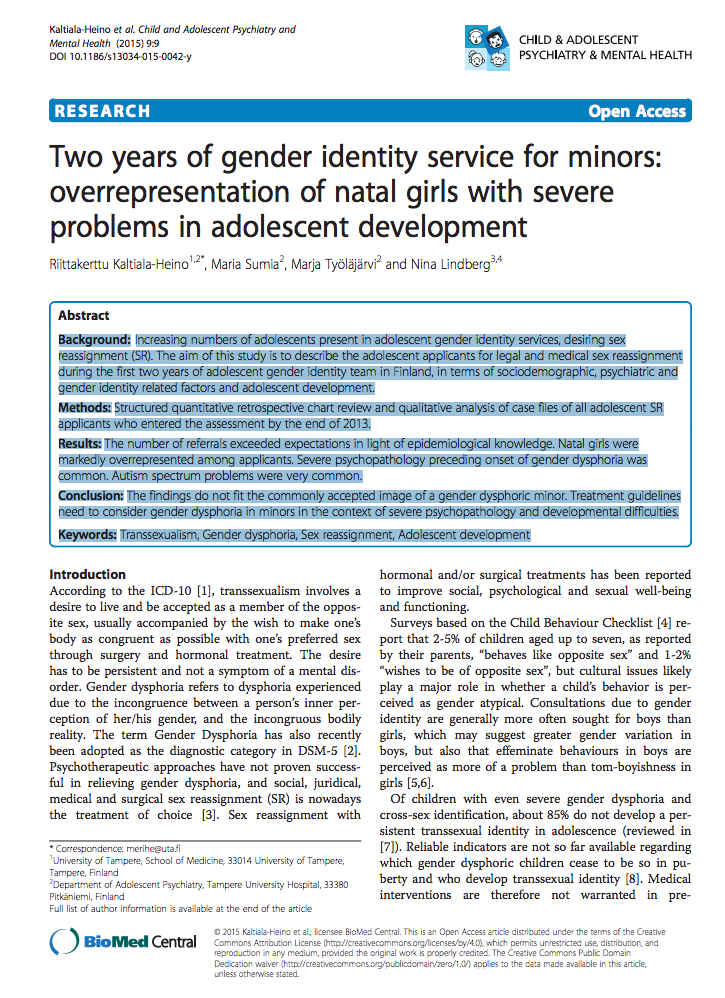 Two years of gender identity service for minors