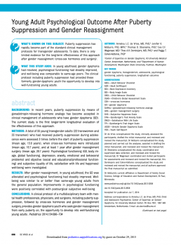 Young Adult Psychological Outcome After Puberty Suppression and Gender Reassignment kjønnsdysfori