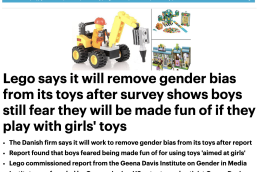 The Danish firm says it will work to remove gender bias from its toys after report